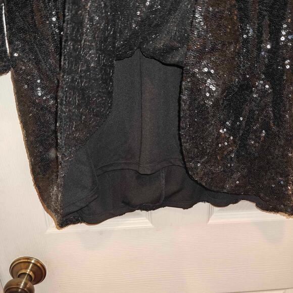 Roz & Ali Women 3XL Glittery Black Dressy Top sparkly lined flowy sleeves sequin - Picture 4 of 7